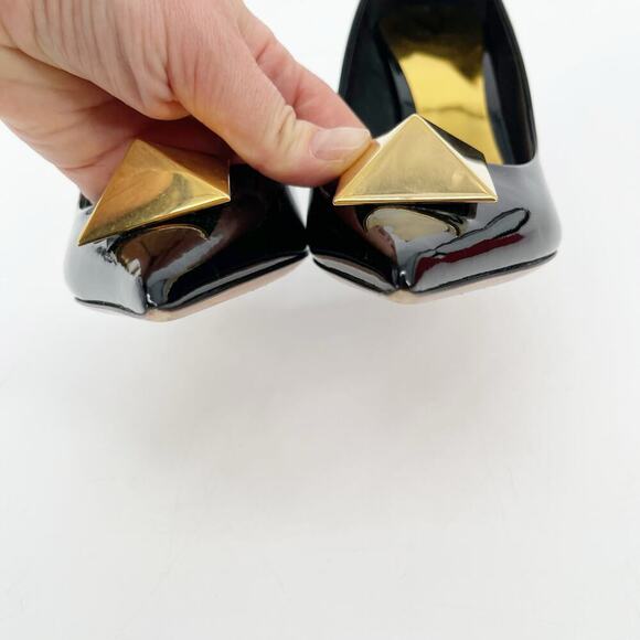Valentino Garavani Black Patent Leather One Stud Pointed Toe Pump Heel EU 37 - Picture 8 of 14